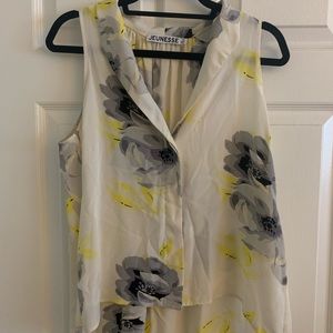 Juenesse silk, floral tank top with collar